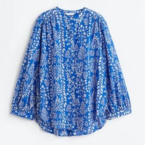 H&M balloon sleeve blouse blue floral - small